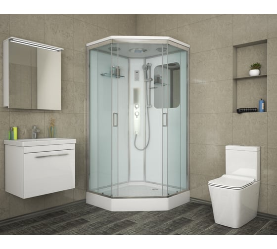 Душевая кабина Niagara NG-6002-01GD (1000x1000x2200) низкий поддон (16 см) стекло прозрачное, 4 места 60020114GD