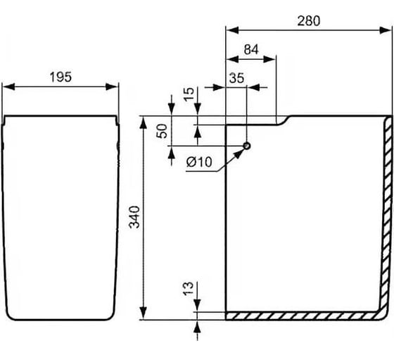 Полуколонна с крепежом IDEAL STANDARD E797401 Connect ТТ0257919, 195x280x340 00000009873