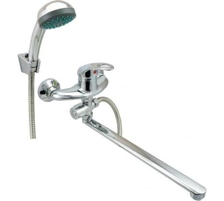 Ванно-душевой смеситель Juguni одноручный, с металлическим шлангом и хромированной лейкой 0402.609A