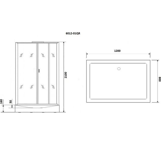 Душевая кабина Niagara NG-6012-01QR (1200x800x2100) низкий поддон (16 см) стекло прозрачное, 5 мест 60120114QR