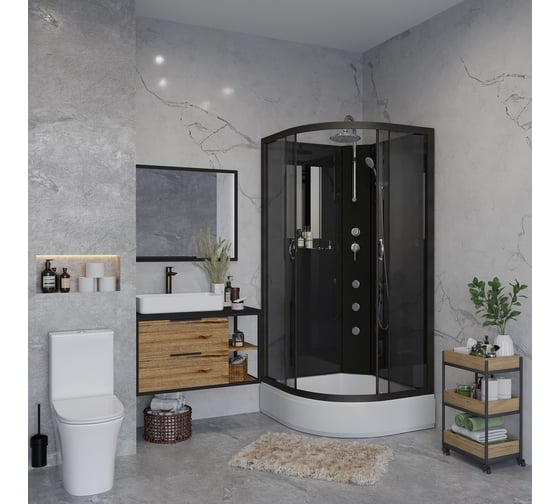 Душевая кабина Niagara NG-6501-14BKTG (900x900x2100-2400) средний поддон(26см) стекло тонированное, алюм черный 4 места 65011434BKTG