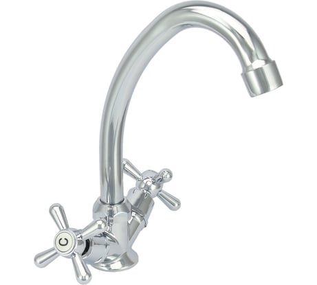 Смеситель для мойки Istok life двуручный, с поворотным изливом, керамическая кран-букса, шпилька 0402.436