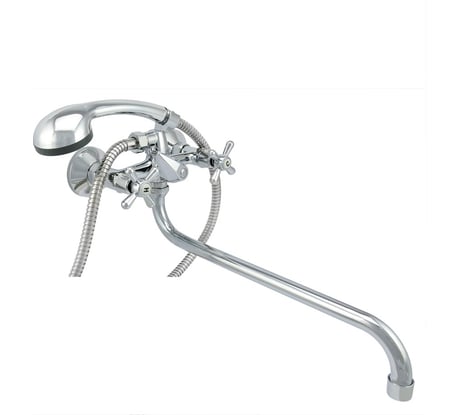 Ванно-душевой смеситель Istok life двуручный, с длинным S-изливом, керамическая кран-букса 0402.435