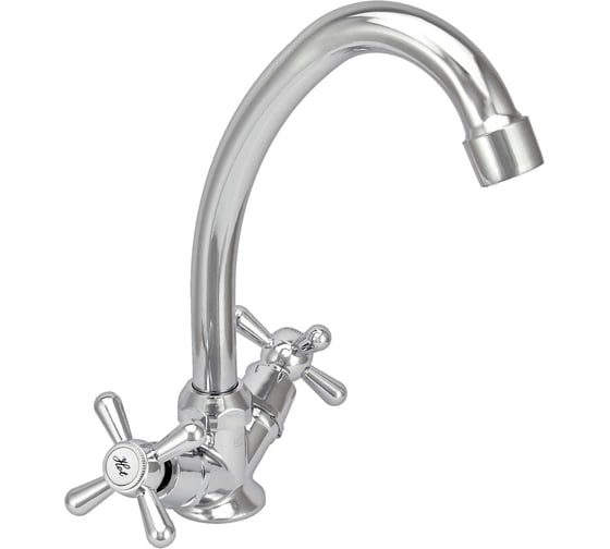 Смеситель для мойки Istok life двуручный, с поворотным изливом, керамическая кран-букса, гайка 0402.437 1