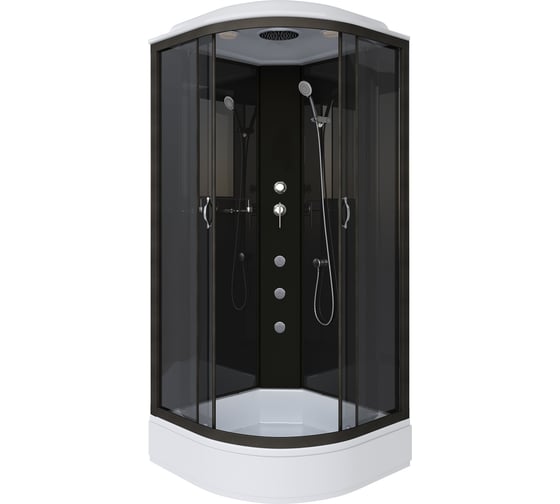 Душевая кабина Niagara NG-6501-14G (900x900x2150) средний поддон(26см) стекло тонированное, алюм черный 4 места 65011434G