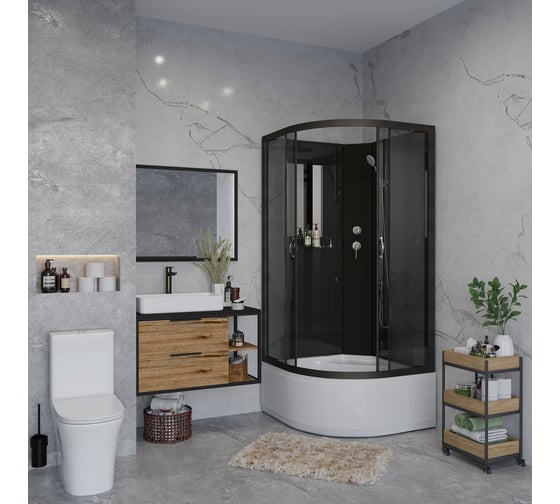 Душевая кабина Niagara NG-6508-14BK (900x900x2000) высокий поддон(40см) стекло тонированное, алюм черный 4 места 65081434BK