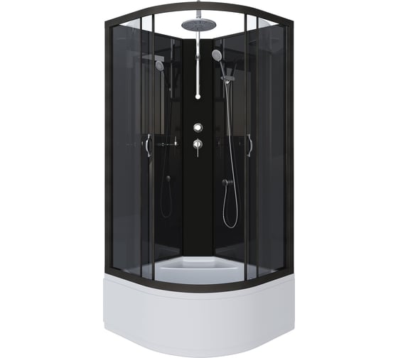 Душевая кабина Niagara NG-6508-14BKT (900x900x2100-2400) высокий поддон (40см) стекло тонированное, алюм черный 4 места 65081434BKT