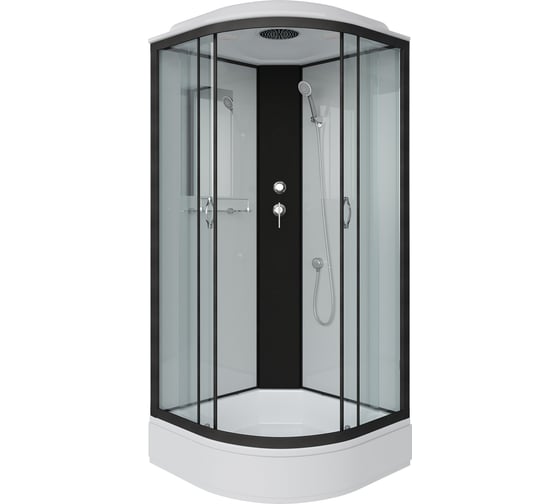 Душевая кабина Niagara NG-6703-14 (800x800x2150) низкий поддон (26см) стекло прозрачное, черные профиля 4 места 67031414