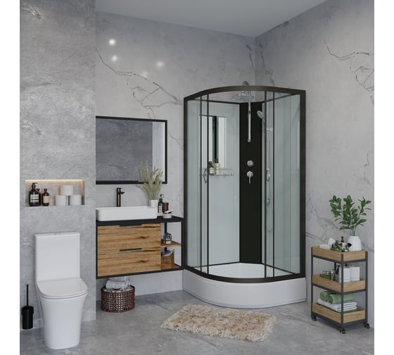 Душевая кабина Niagara NG-6703-14BKT (800x800x2100-2400) средний поддон (26см) стекло прозрачное, черные профиля 4 места 67031414BKT