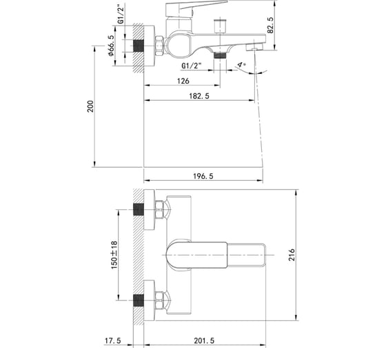Смеситель для ванны IDDIS Bridge BRDSB00i02WA
