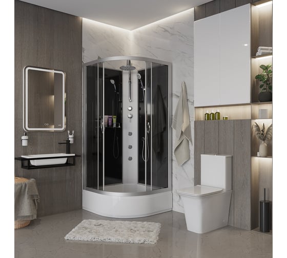 Душевая кабина NIAGARA NG-3502-14BKTG (1000x1000x2100-2400 мм), средний поддон (26 см), стекло тонированное 35021434BKTG