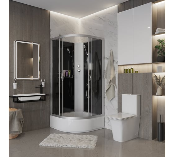 Душевая кабина NIAGARA NG-3503-14BK (800x800x2000 мм), средний поддон (26 см), стекло тонированное 35031434BK