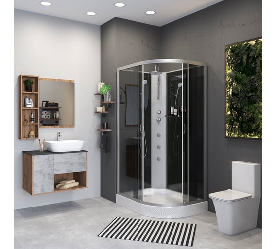 Душевая кабина NIAGARA NG-3512-14LBKTG (1200x800x2100-2400 мм), низкий поддон (13 см), стекло тонированное 35121433LBKTG