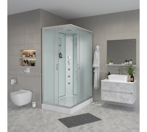 Душевая кабина NIAGARA NG-43085-14QG (1000x800x2150 мм), низкий поддон (13 см), стекло матовое 430853QG