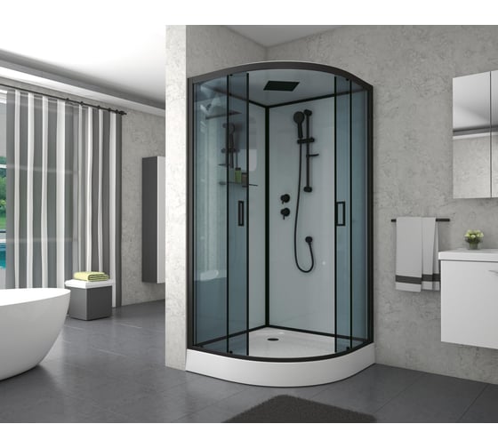 Душевая кабина Niagara NG-6901-01 BLACK (900x900x2100) низкий поддон (16 см), стекло тонированное, 4 места 69010134BLACK