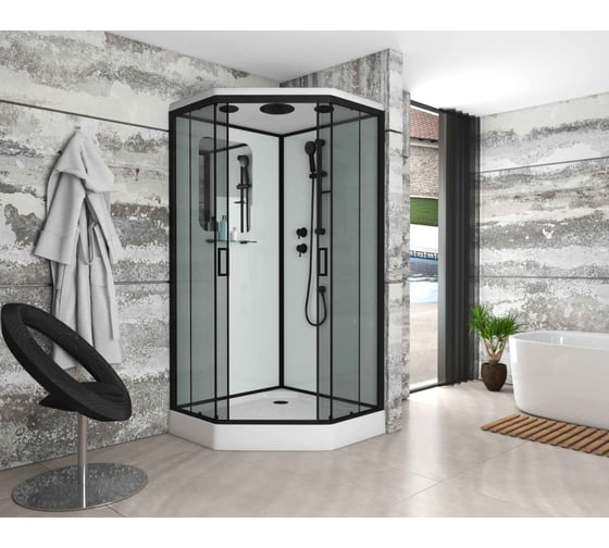 Душевая кабина Niagara NG-6902-01D BLACK (1000x1000x2200) низкий поддон (16 см) стекло тонированное, 4 места 69020134DBLACK