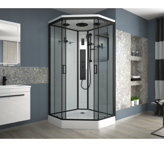 Душевая кабина Niagara NG-6901-01GD BLACK (900x900x2200) низкий поддон (16см) стекло тонированное, 4 места 69010134GDBLACK