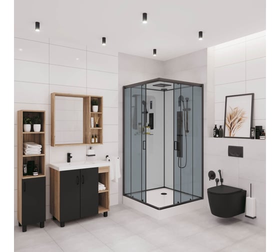 Душевая кабина Niagara NG-6901-01GQ BLACK (900x900x2100) низкий поддон (16 см) стекло тонированное, 4 места 69010134GQBLACK