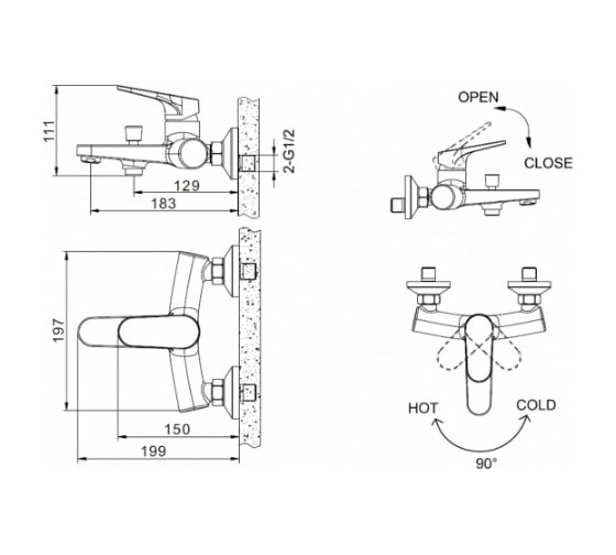 Комплект для ванной комнаты Bravat Eler 3 в 1 F00450CP 00-00022394