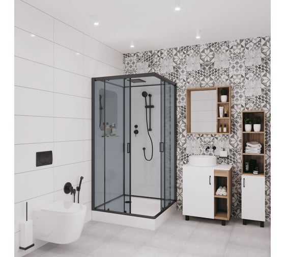 Душевая кабина Niagara NG-6902-01Q BLACK (1000x1000x2100) низкий поддон (16 см) стекло тонированное, 4 места 69020134QBLACK