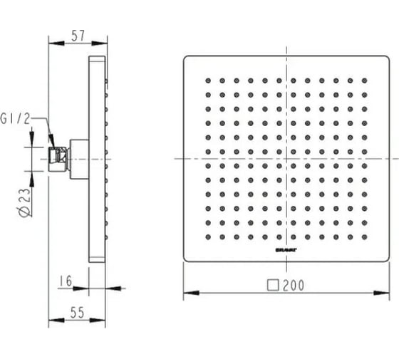 Верхний душ Bravat квадратный Built-in P7078C-RUS 00-00023277