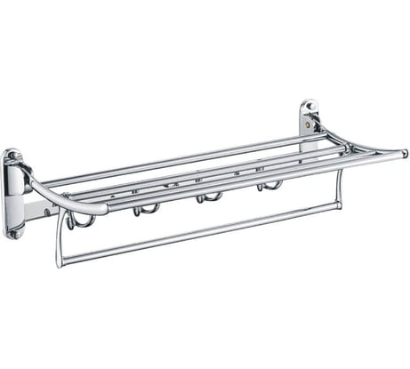 Полка-решетка с держателем для полотенец и крючками HAIBA хром HB805