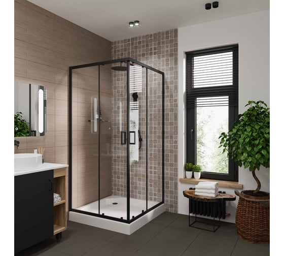 Душевое ограждение NIAGARA NG-6888-08 BLACK 80*80*195 мм, квадрат, двери раздвижные, 1 место 68880811BLACK