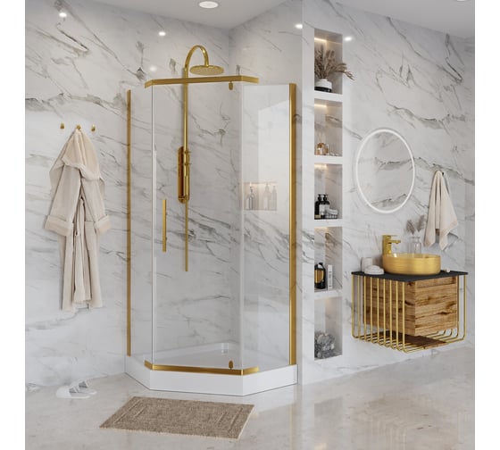 Душевое ограждение NIAGARA NG-6405-08 GOLD 90*90*195 мм, трапеция, дверь распашная, 1 место 64050811GOLD