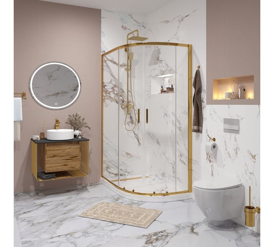 Душевое ограждение NIAGARA NG-6421-08 GOLD 120*80*190 мм, полукруг, двери раздвижные, 1 место 64210811GOLD