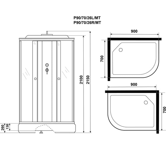 Душевая кабина Niagara Promo (900x700x2150) 4 места P90/70/26L/MT