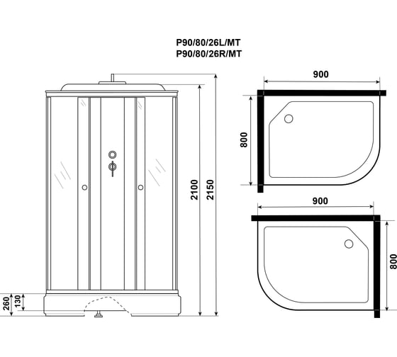 Душевая кабина Niagara Promo (900x800x2150) 4 места P90/80/26L/MT