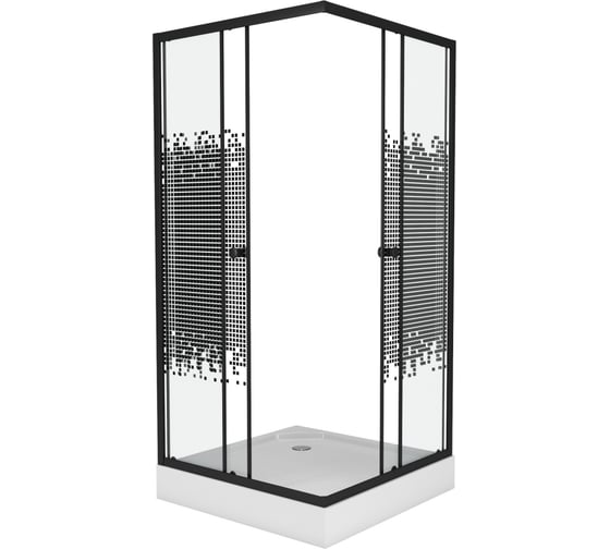 Душевой уголок NIAGARA NG-008-14Q BLACK 800x800x1950 мм, низкий поддон 13 см, стекло мозаика _0081452QB