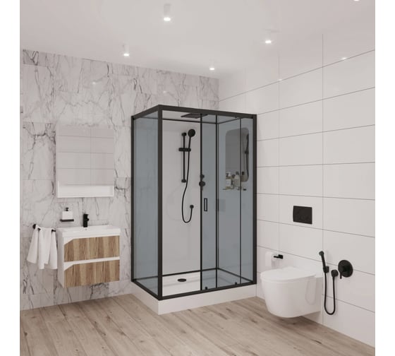 Душевая кабина Niagara NG-6912-01QR BLACK (1200x800x2100) низкий поддон (16 см) стекло тонированное, 4 места 69120134QRBLACK