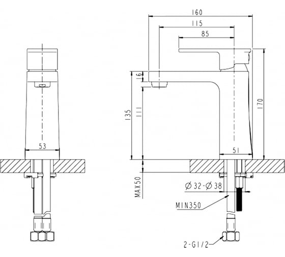 Cмеситель на раковину Bravat RIFFLE F172106C 00-00003436