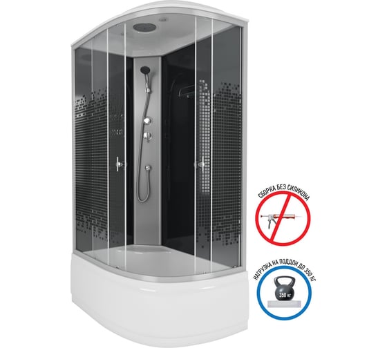 Душевая кабина Niagara NG-7510-14L BLACK (1200x800x2150) высокий поддон (40 см) стекло мозаика, 4 места 7510L
