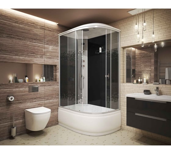 Душевая кабина Niagara NG-7510-14L BLACK (1200x800x2150) высокий поддон (40 см) стекло мозаика, 4 места 7510L