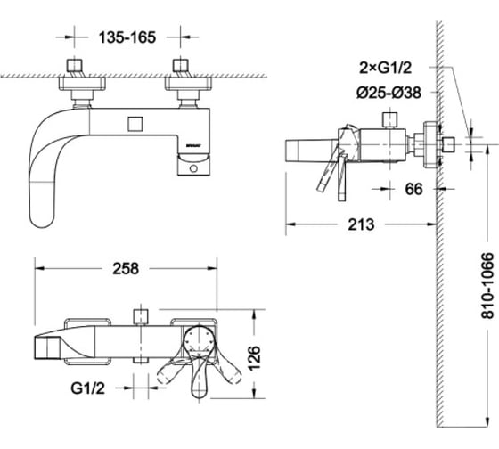 Смеситель для ванны Bravat Wave F674108C-01 00-00004042