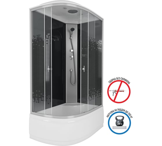 Душевая кабина Niagara NG-7510-14R BLACK (1200x800x2150) высокий поддон (40 см) стекло мозаика, 4 места 7510R