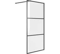 Душевая перегородка NIAGARA (100x195) черный матовый, стекло прозрачное с рисунком,1 место NG-688-10BLACK