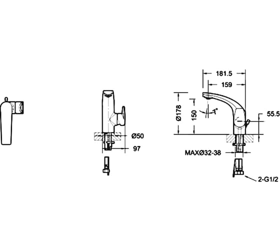 Смеситель для умывальника Bravat Nizza F1353387CP-RUS 00-00249746