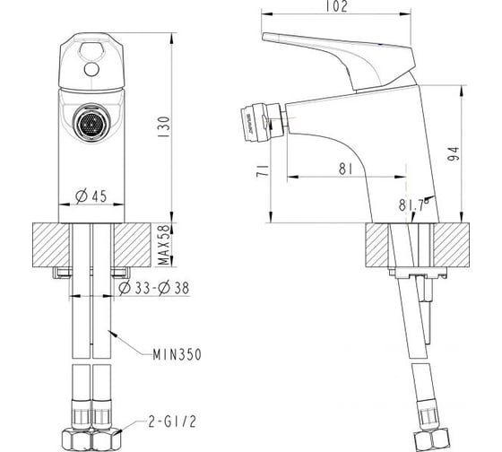 Смеситель для биде Bravat DROP-D F348162C 00-00004733