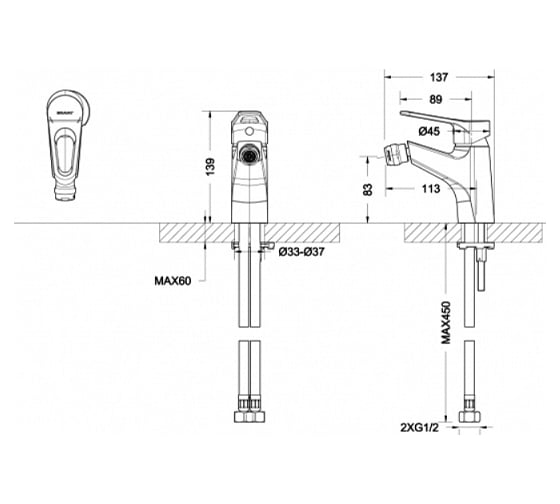 Смеситель для биде Bravat Eco F3111158C 00-00246785