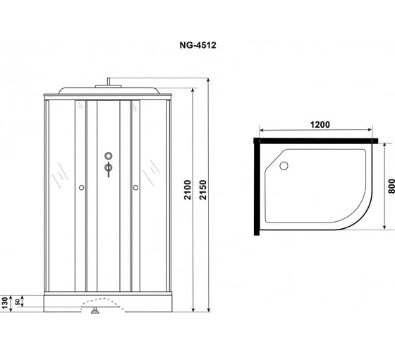Душевая кабина NIAGARA Eco 1200x800x2150 мм, 3 места E120/80/13R/TN