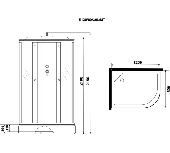 Душевая кабина NIAGARA Eco 1200x800x2150 мм, 4 места E120/80/26L/MT