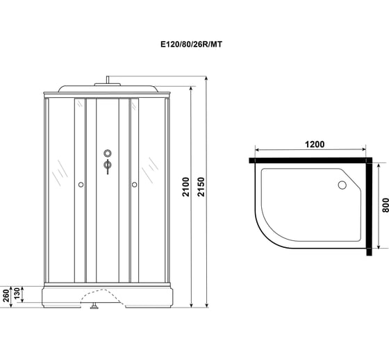 Душевая кабина NIAGARA Eco 1200x800x2150 мм, 4 места E120/80/26R/MT