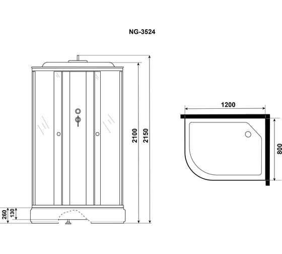 Душевая кабина NIAGARA Eco 1200x800x2150 мм, 4 места E120/80/26R/TN