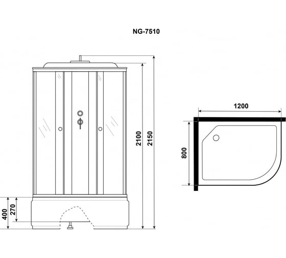 Душевая кабина NIAGARA Eco 1200x800x2150 мм, 4 места E120/80/40L/TN
