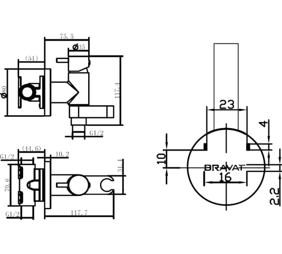 Смеситель с гигиеническим душем Bravat Eler D9137CP-RUS 00-00041392