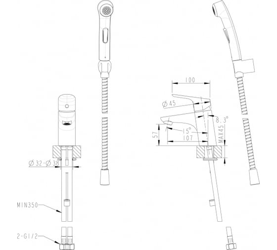 Гигиенический душ Bravat D91112CP-RUS 00-00022376