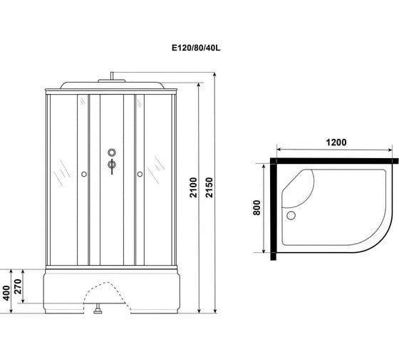 Душевая кабина NIAGARA Eco 1200x800x2150 мм, 4 места E120/80/40L/MT